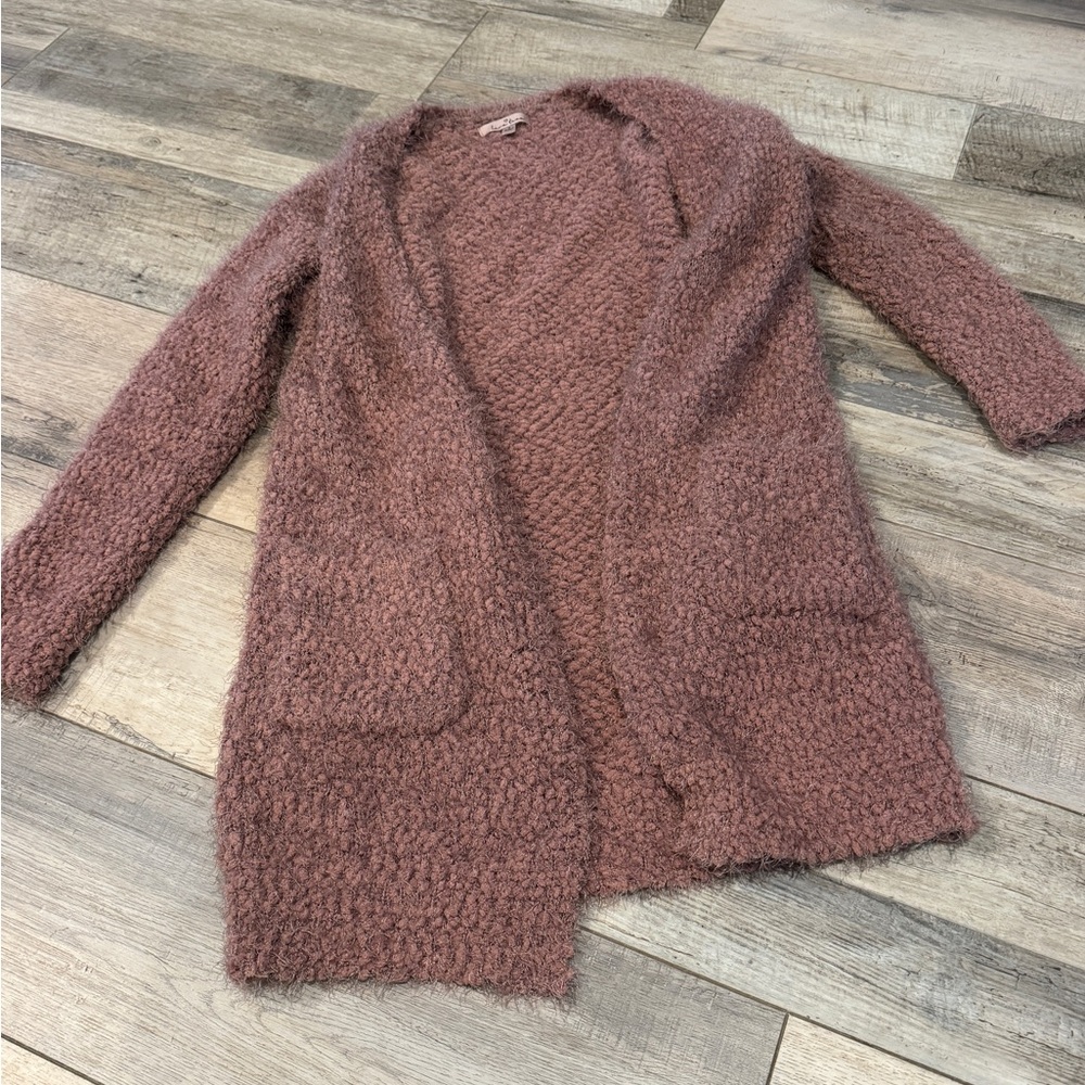Super soft long pink cardigan size small